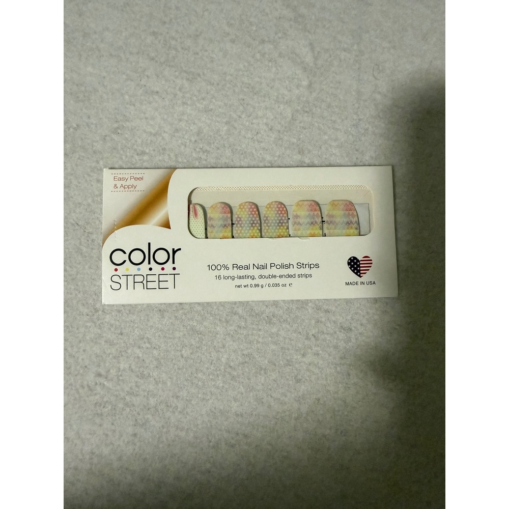 Color Street Great Hare Day Nail Polish Strips Multi Color Chevron FDF258 NEW